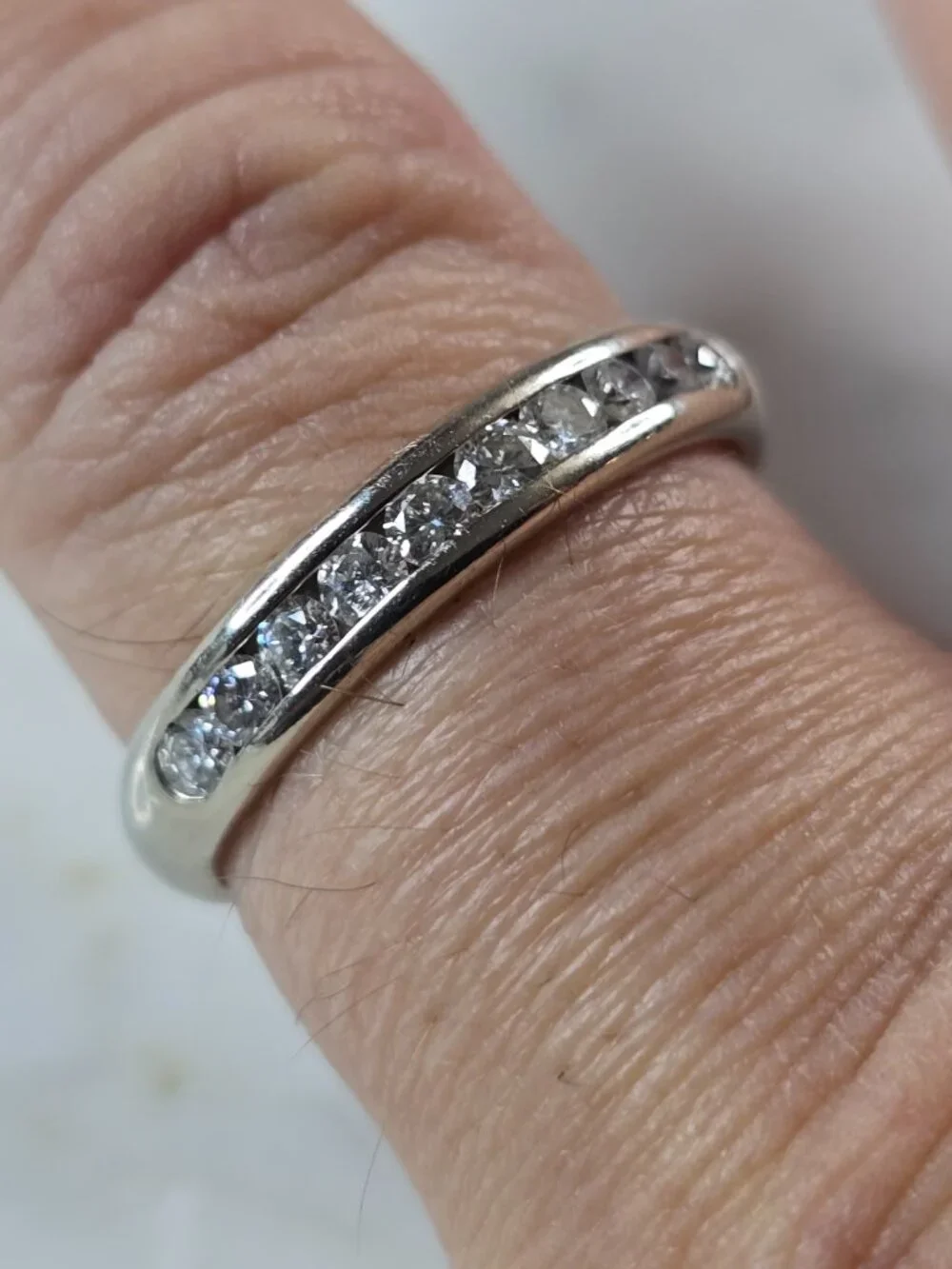 Womens Vintage Estate 14K White Gold Diamond Ring, 3.6g E7933